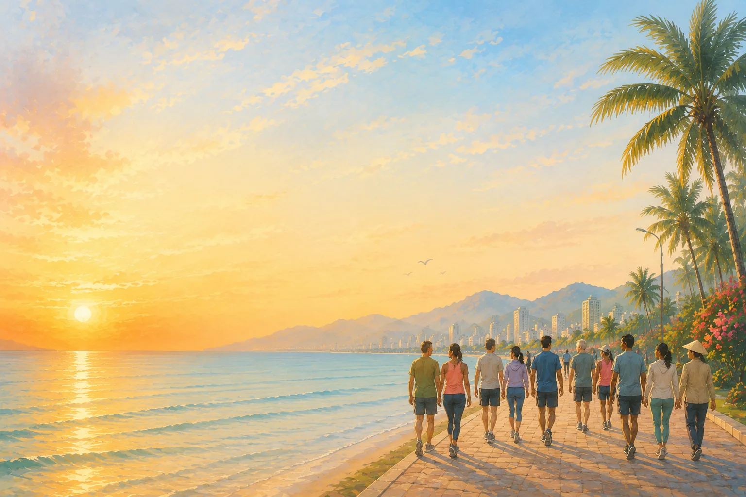 Sunrise walk in Da Nang