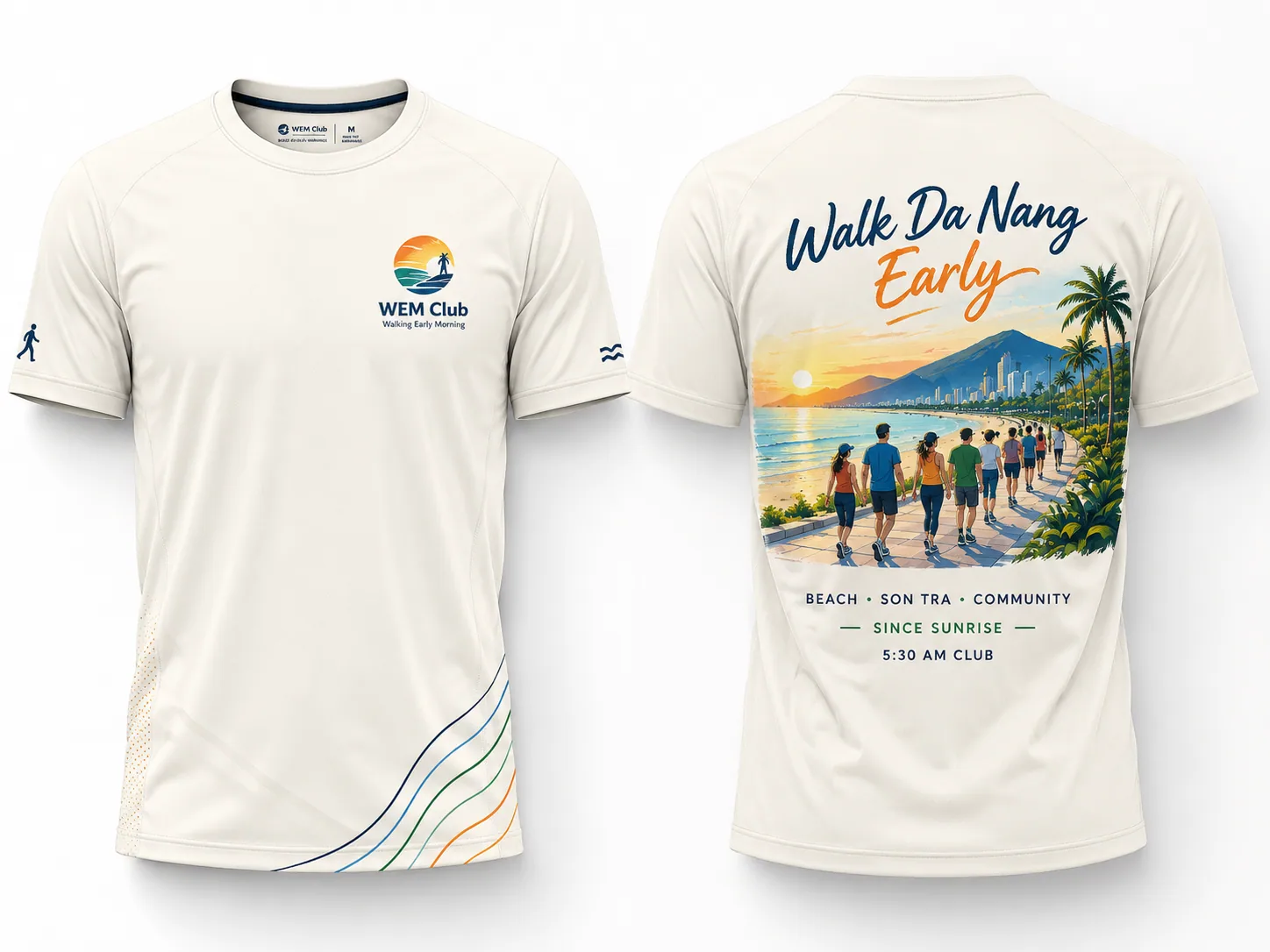 Wake Up Club branded t-shirt — front and back